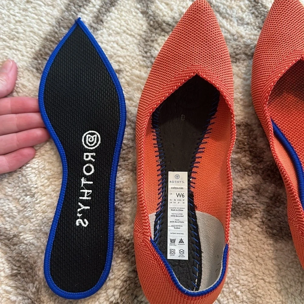 ROTHY’s To the Point 6 flat Persimmon rare color Washable Retired